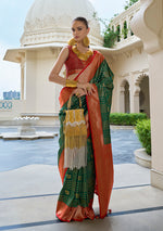 Thumbnail for Monjolika Fashion Banarasi Silk Weaving Dark Green Trendy Saree
