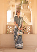 Thumbnail for Monjolika Fashion Silk Foil Print Grey Contemporary Saree