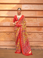 Thumbnail for Monjolika Fashion Multi Colour Patola Print Silk Ceremonial Trendy Saree