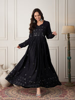 Thumbnail for InWeave Black Mirror Work Long Anarkali Kurta