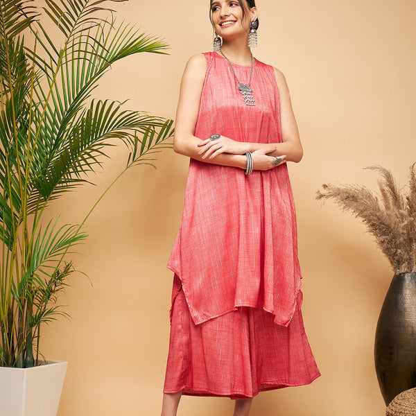 InWeave Red Lurex Short Kurta - Distacart
