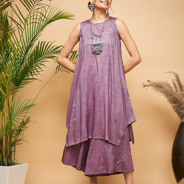 InWeave Mauve Lurex Short Kurta - Distacart