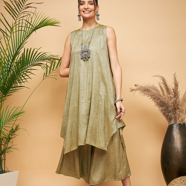 InWeave Olive Lurex Short Kurta - Distacart