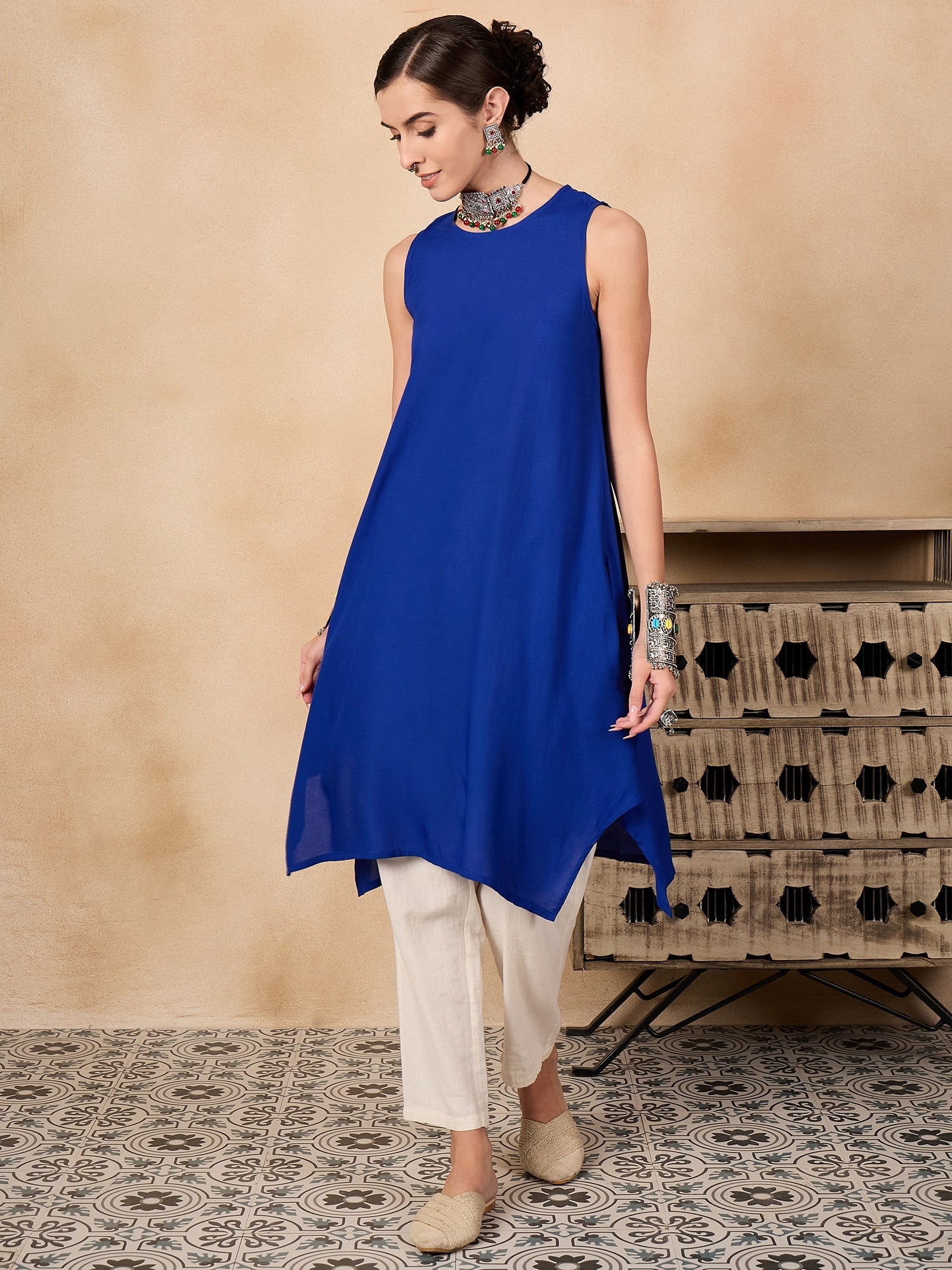 InWeave Ink Blue Short Kurta - Distacart