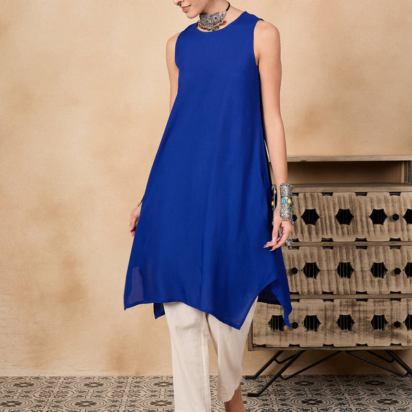 InWeave Ink Blue Short Kurta - Distacart