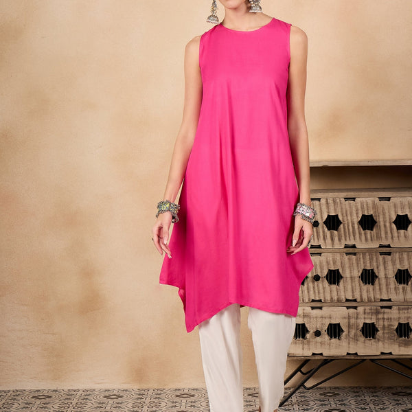 InWeave Fuchsia Short Kurta - Distacart