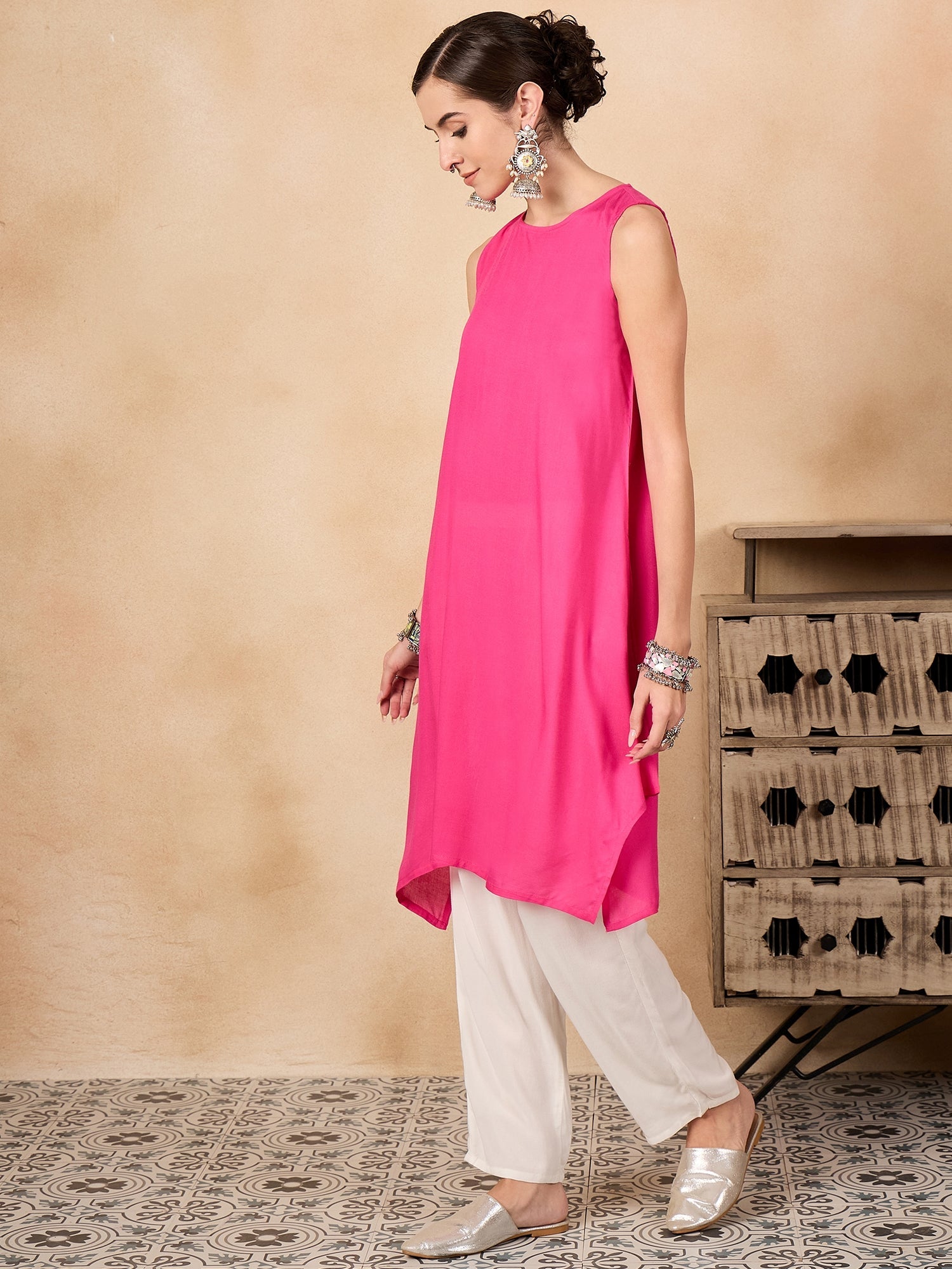 InWeave Fuchsia Short Kurta - Distacart