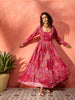 InWeave Fuchsia Sweetheart Neck Anarkali Kurta - Distacart