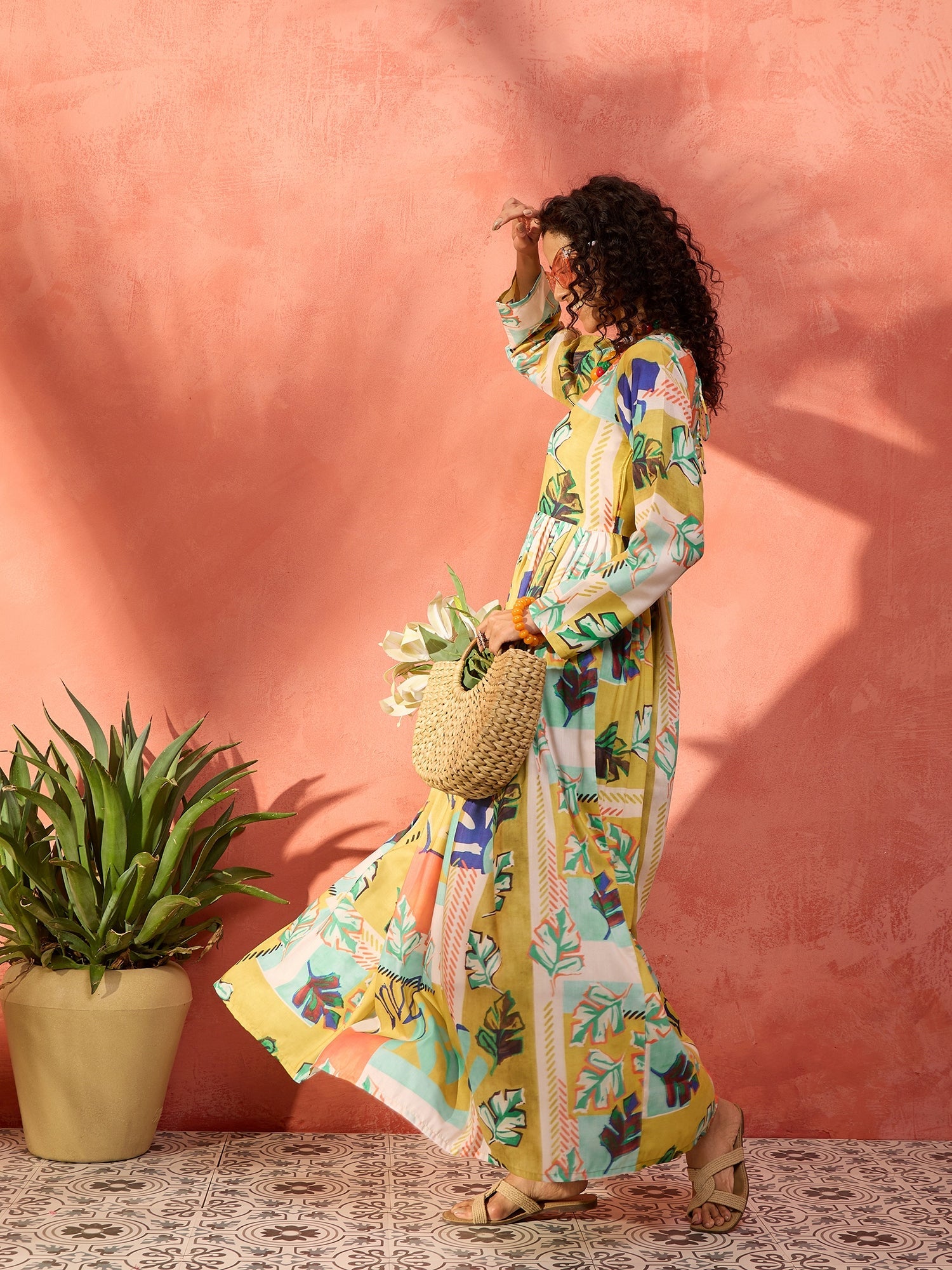 InWeave Lime Green Leaf Sweetheart Neck Long Anarkali Kurta - Distacart