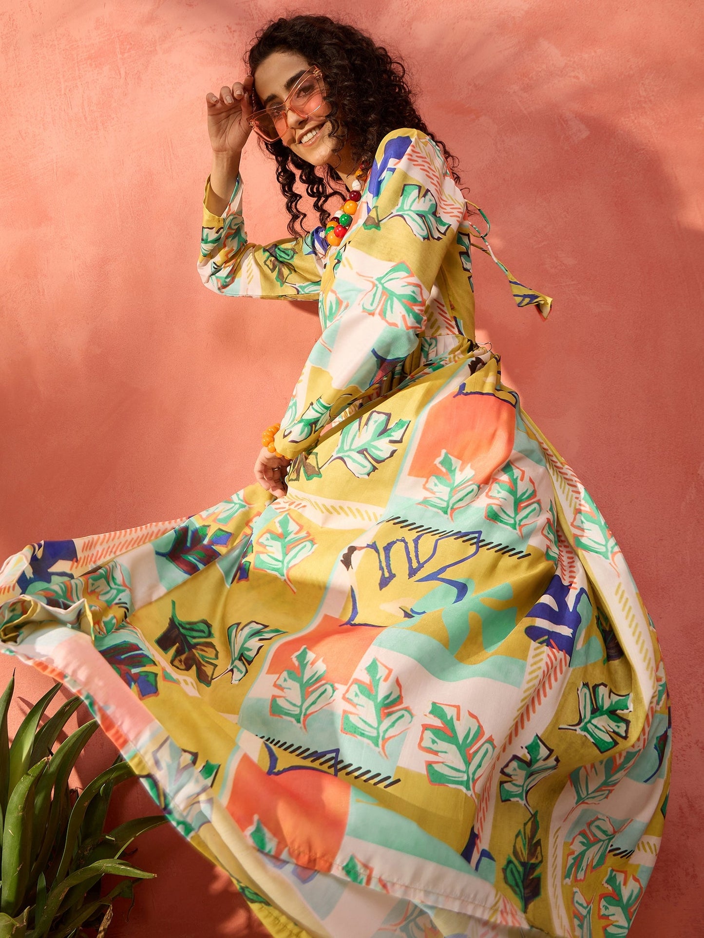 InWeave Lime Green Leaf Sweetheart Neck Long Anarkali Kurta - Distacart