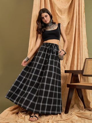InWeave Black Plaid Check Skirt - Distacart