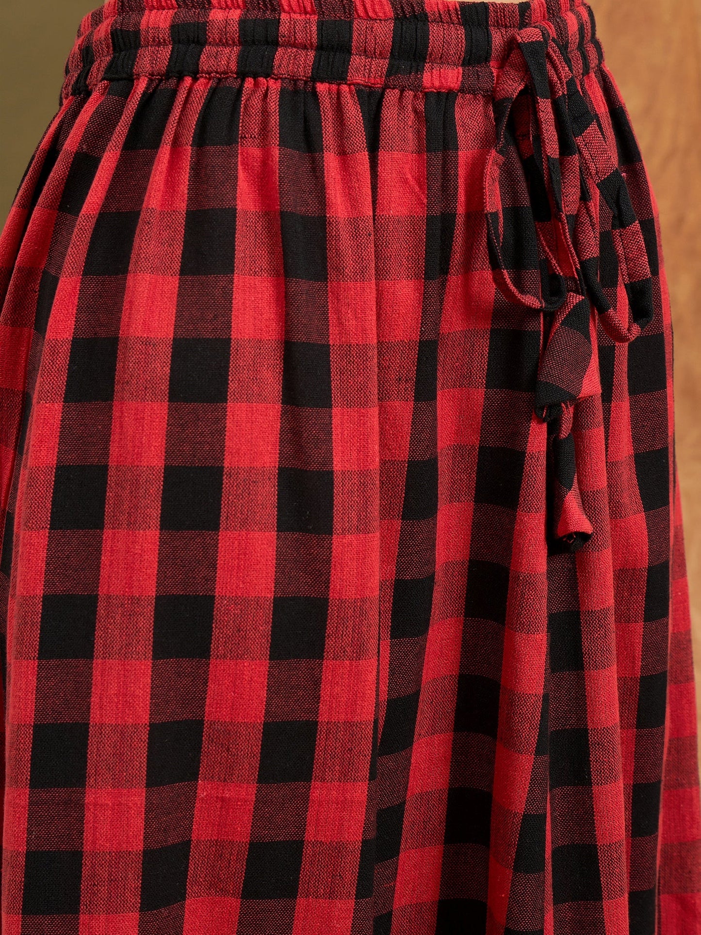 InWeave Black Red Check Skirt - Distacart