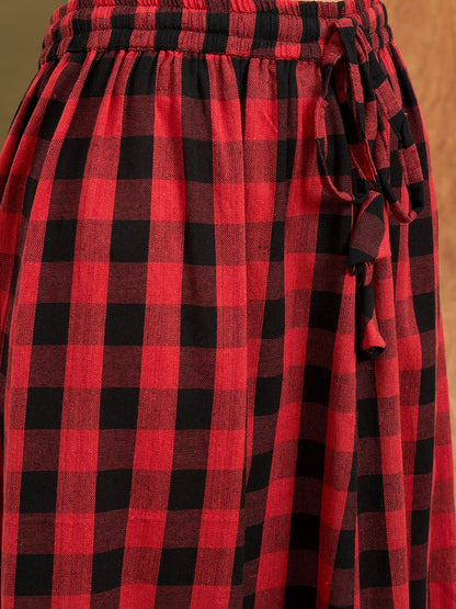 InWeave Black Red Check Skirt - Distacart