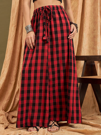 InWeave Black Red Check Skirt - Distacart