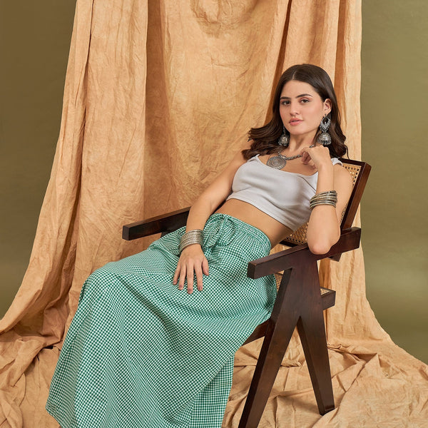 InWeave Green Small Check Skirt - Distacart
