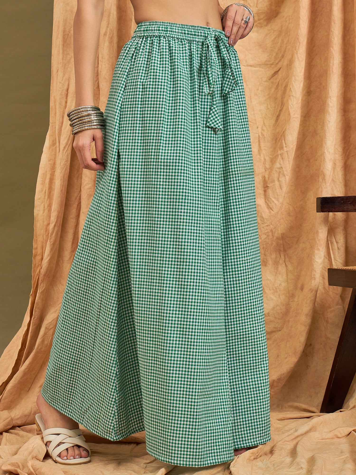 InWeave Green Small Check Skirt - Distacart