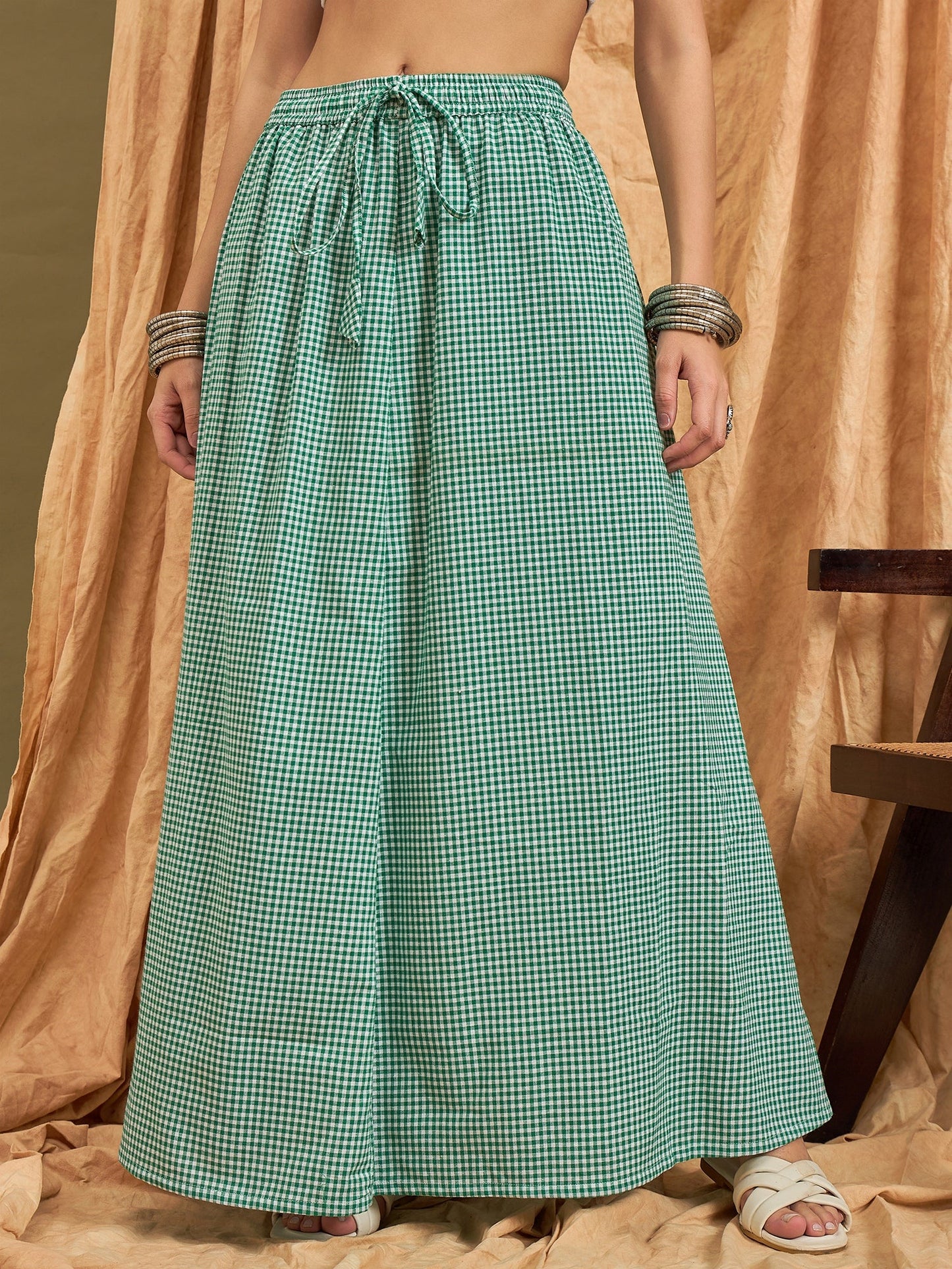 InWeave Green Small Check Skirt - Distacart