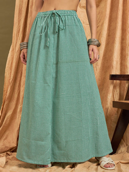 InWeave Green Small Check Skirt - Distacart