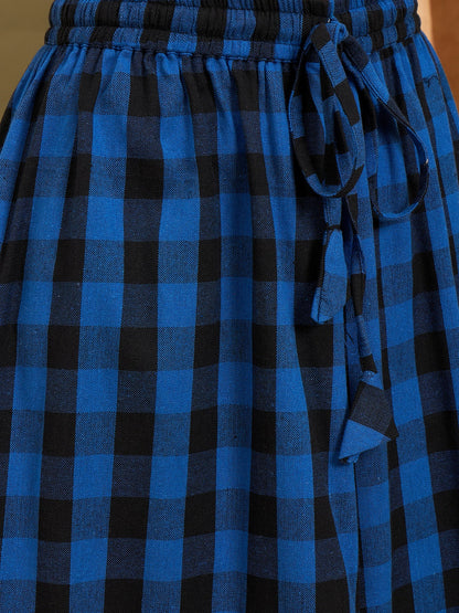 InWeave Ink Blue Black Check Skirt - Distacart