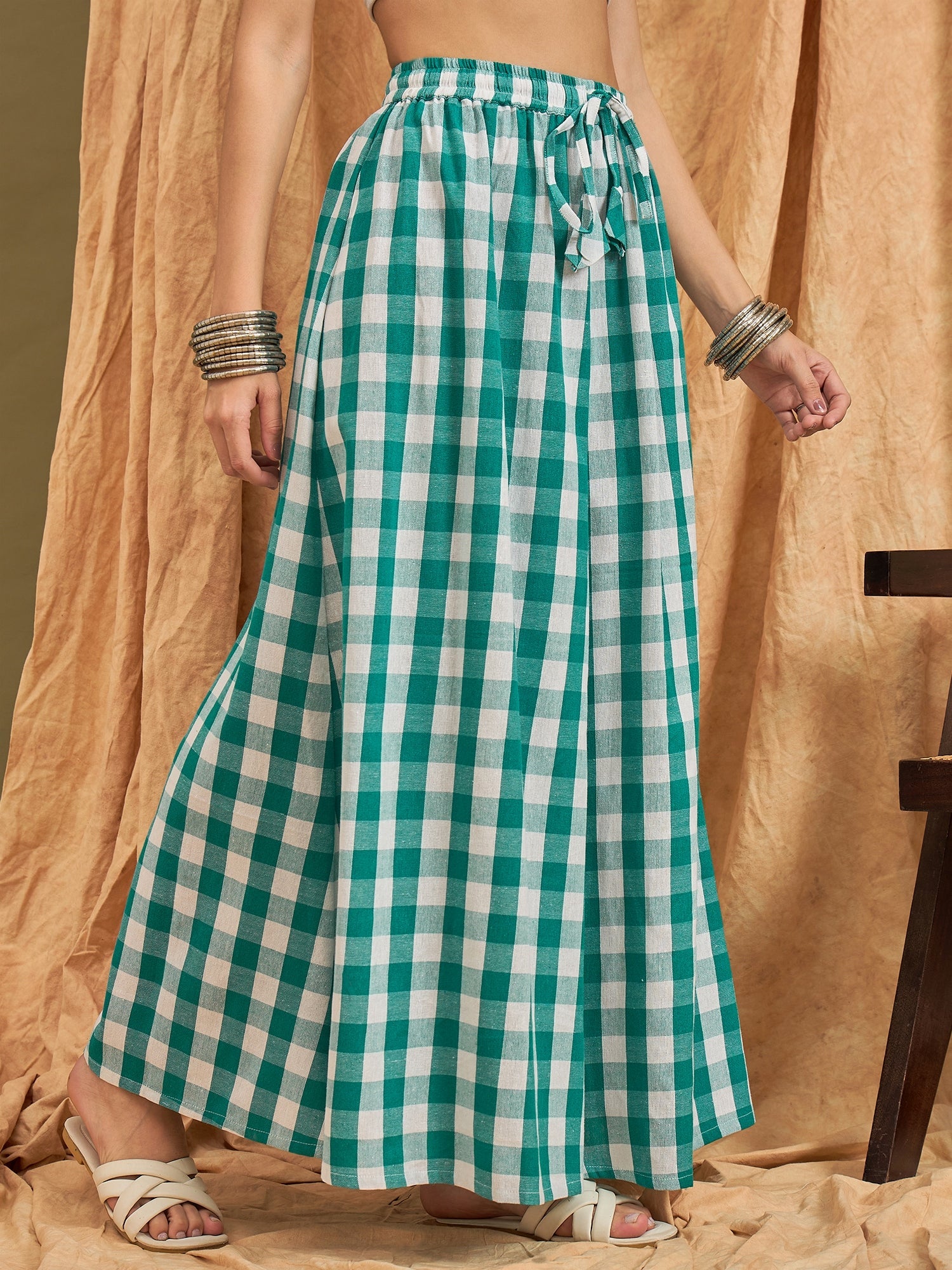 InWeave Light Blue Big Check Skirt - Distacart