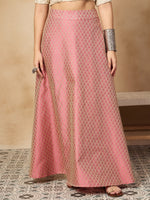 Thumbnail for InWeave Light Pink Brocade Side Slit Skirt