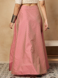Thumbnail for InWeave Light Pink Brocade Side Slit Skirt