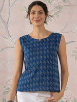 Thumbnail for InWeave Blue Ikkat Kantha W/S Top