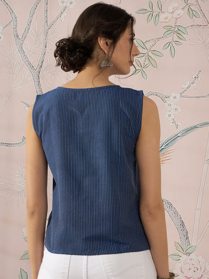 InWeave Blue Kantha W/S Top - Distacart