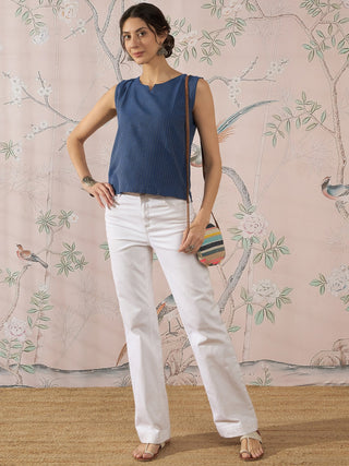 InWeave Blue Kantha W/S Top - Distacart
