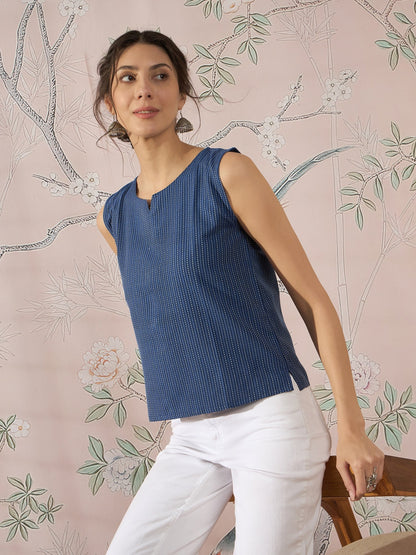 InWeave Blue Kantha W/S Top - Distacart