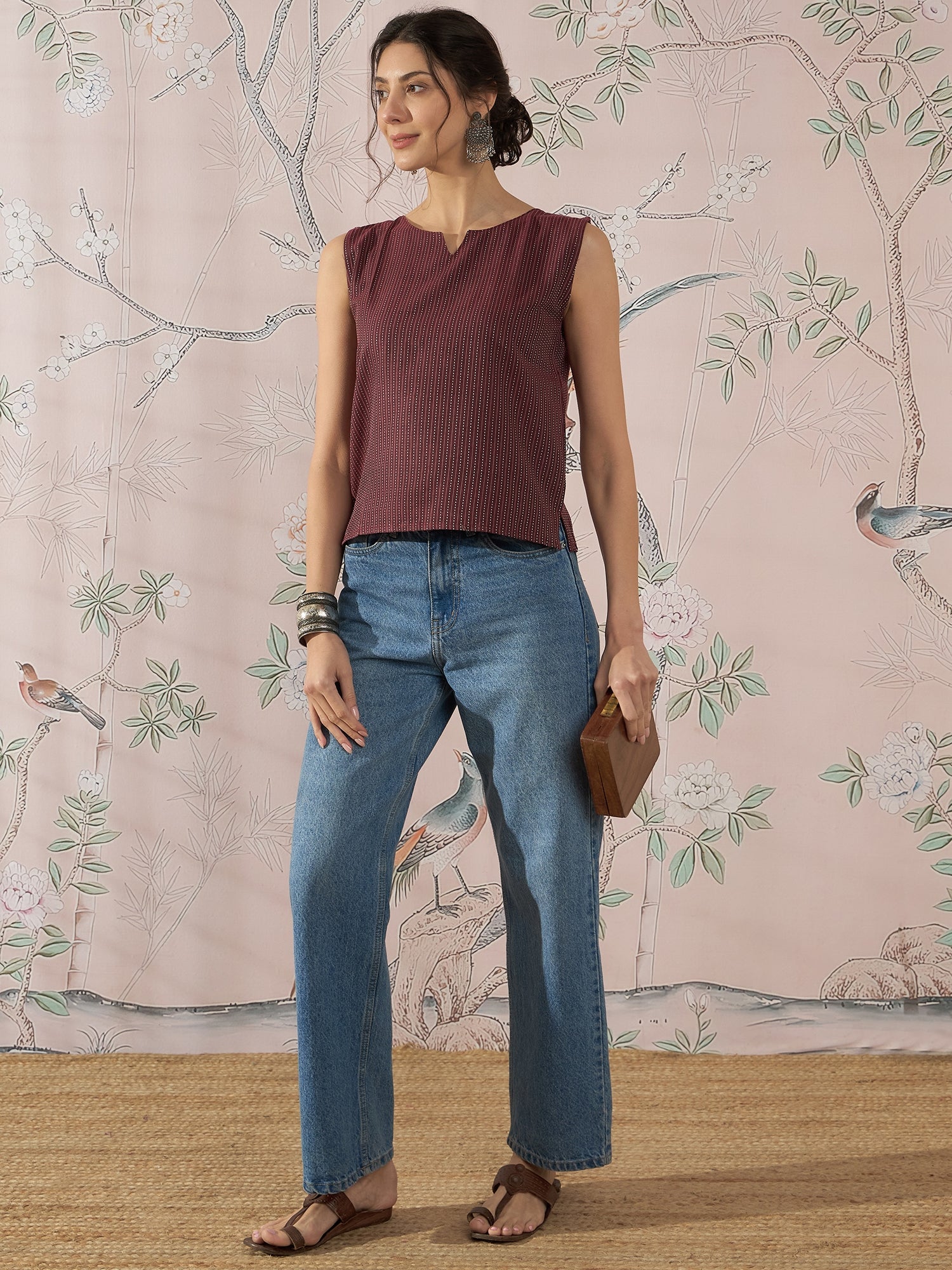 InWeave Wine Kantha W/S Top - Distacart