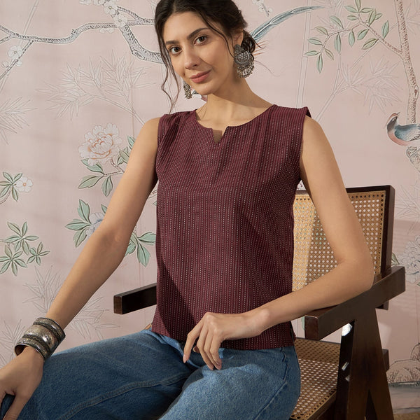 InWeave Wine Kantha W/S Top - Distacart