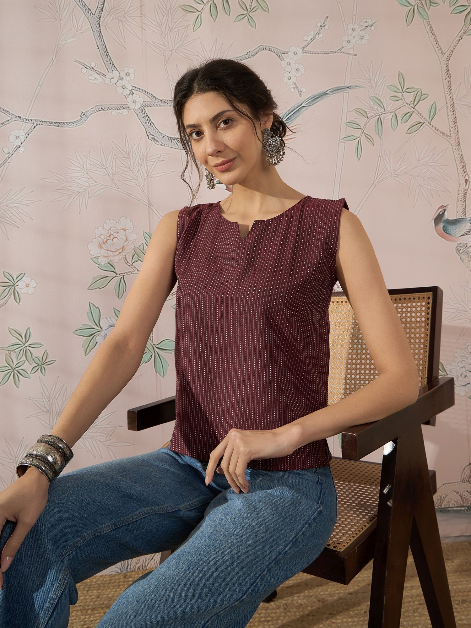 InWeave Wine Kantha W/S Top - Distacart