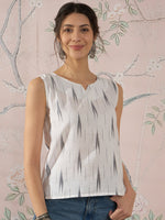 Thumbnail for InWeave White Black Ikkat W/S Top