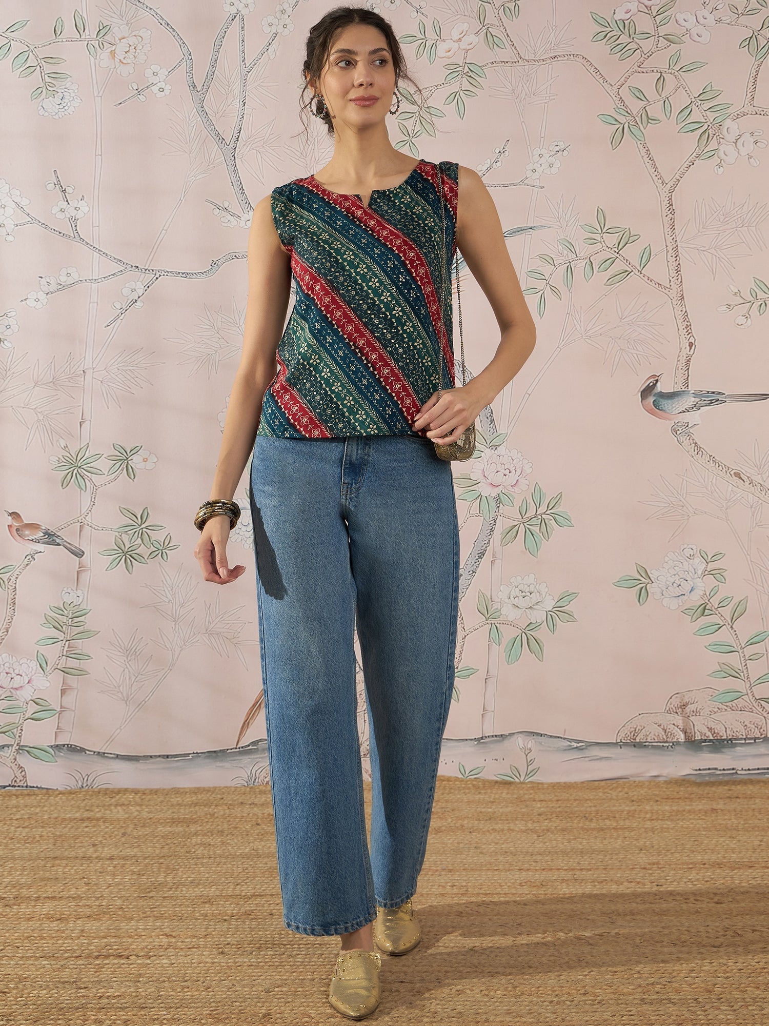 InWeave Teal Hunter Batik W/S Top - Distacart