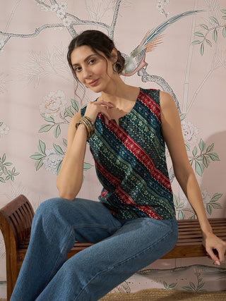 InWeave Teal Hunter Batik W/S Top - Distacart