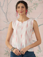 Thumbnail for InWeave White Red Ikkat W/S Top