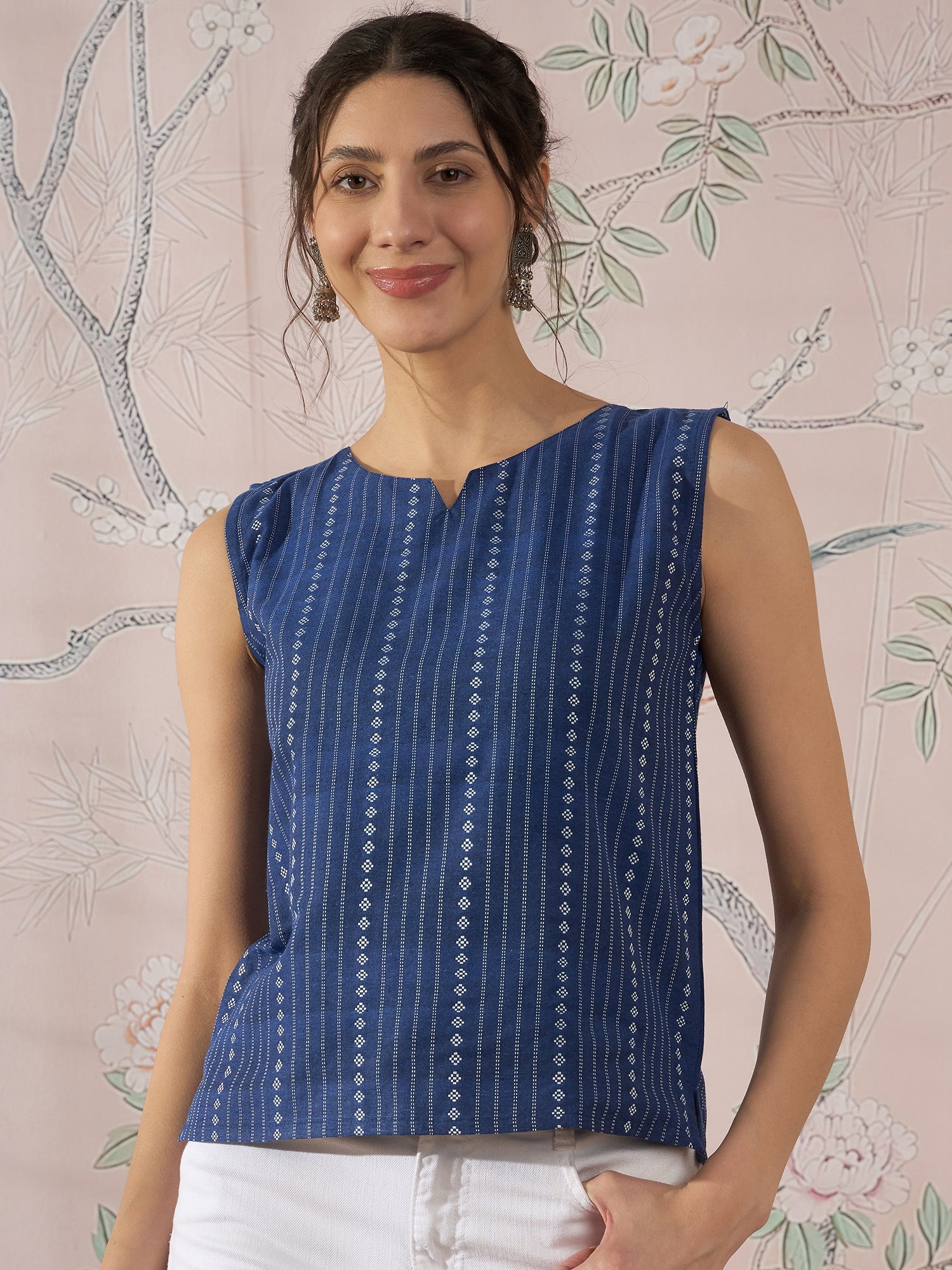 InWeave Indigo Striped Kantha W/S Top - Distacart