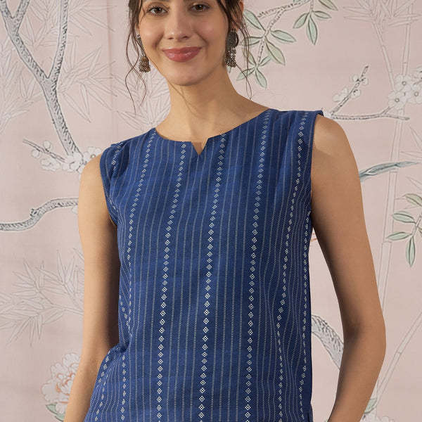 InWeave Indigo Striped Kantha W/S Top - Distacart