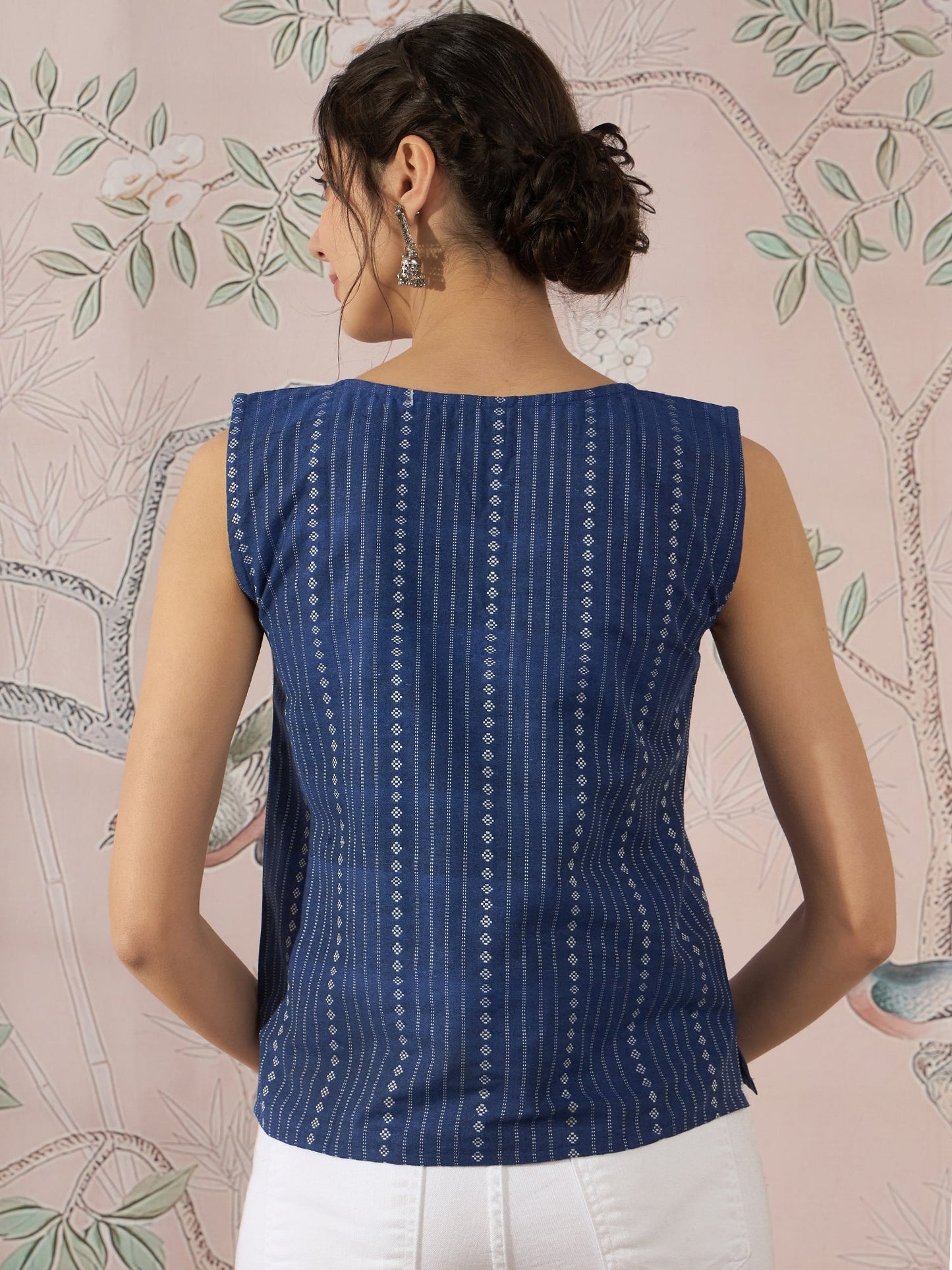 InWeave Indigo Striped Kantha W/S Top - Distacart