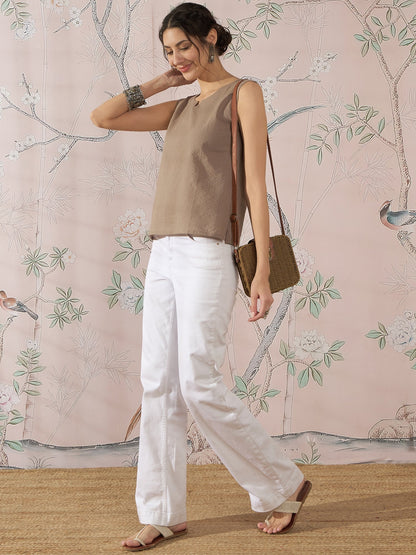 InWeave Light Brown Kantha W/S Top - Distacart
