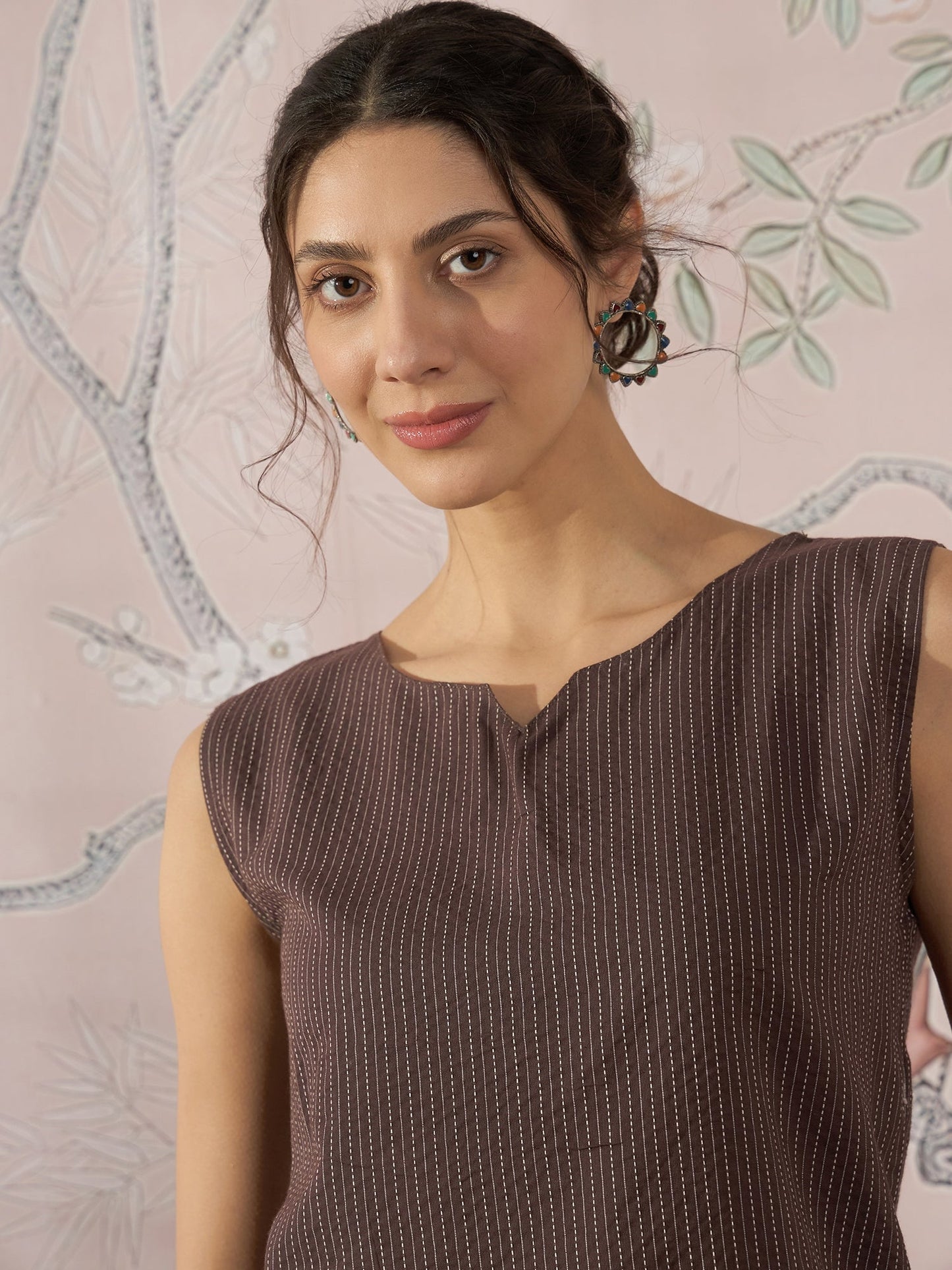 InWeave Dark Brown Kantha W/S Top - Distacart