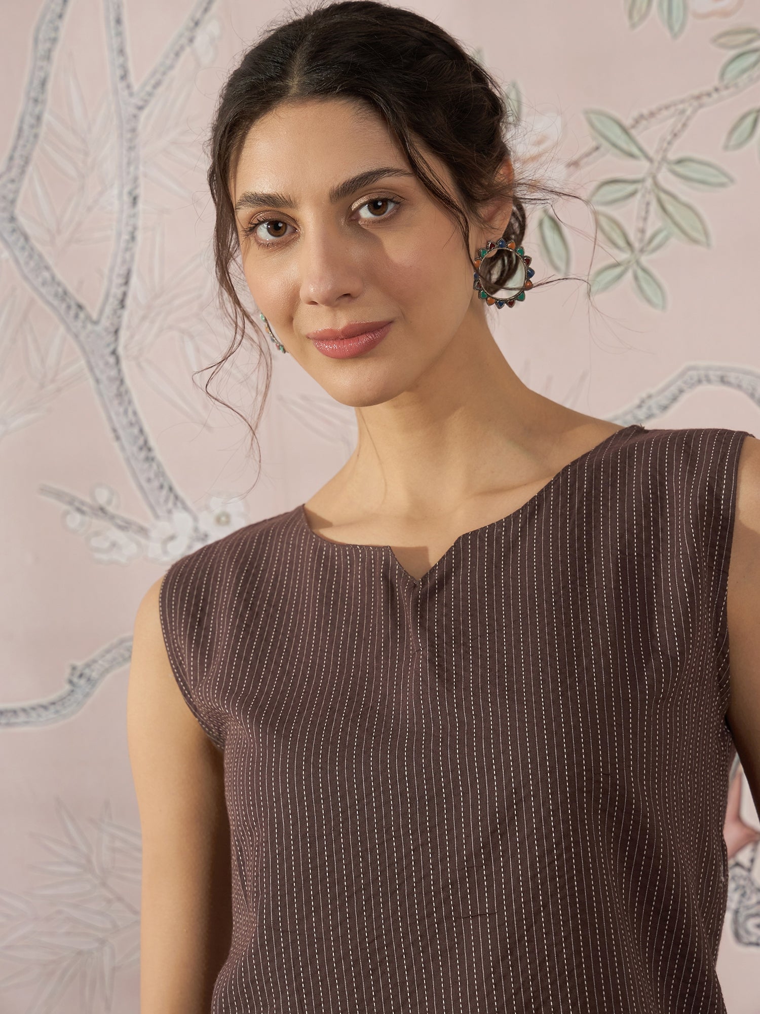 InWeave Dark Brown Kantha W/S Top - Distacart