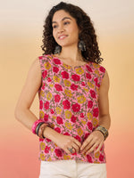 Thumbnail for InWeave Pink Red Rose Jaal W/S Top