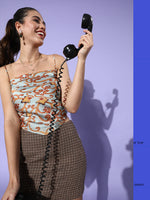 Thumbnail for InWeave Green Mustard Swril Print Scarf Top