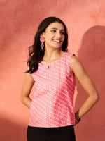 Thumbnail for InWeave Pink White Gold Dot Print W/S Top