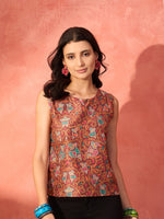 Thumbnail for InWeave Rust Bird Jaal Print W/S Top