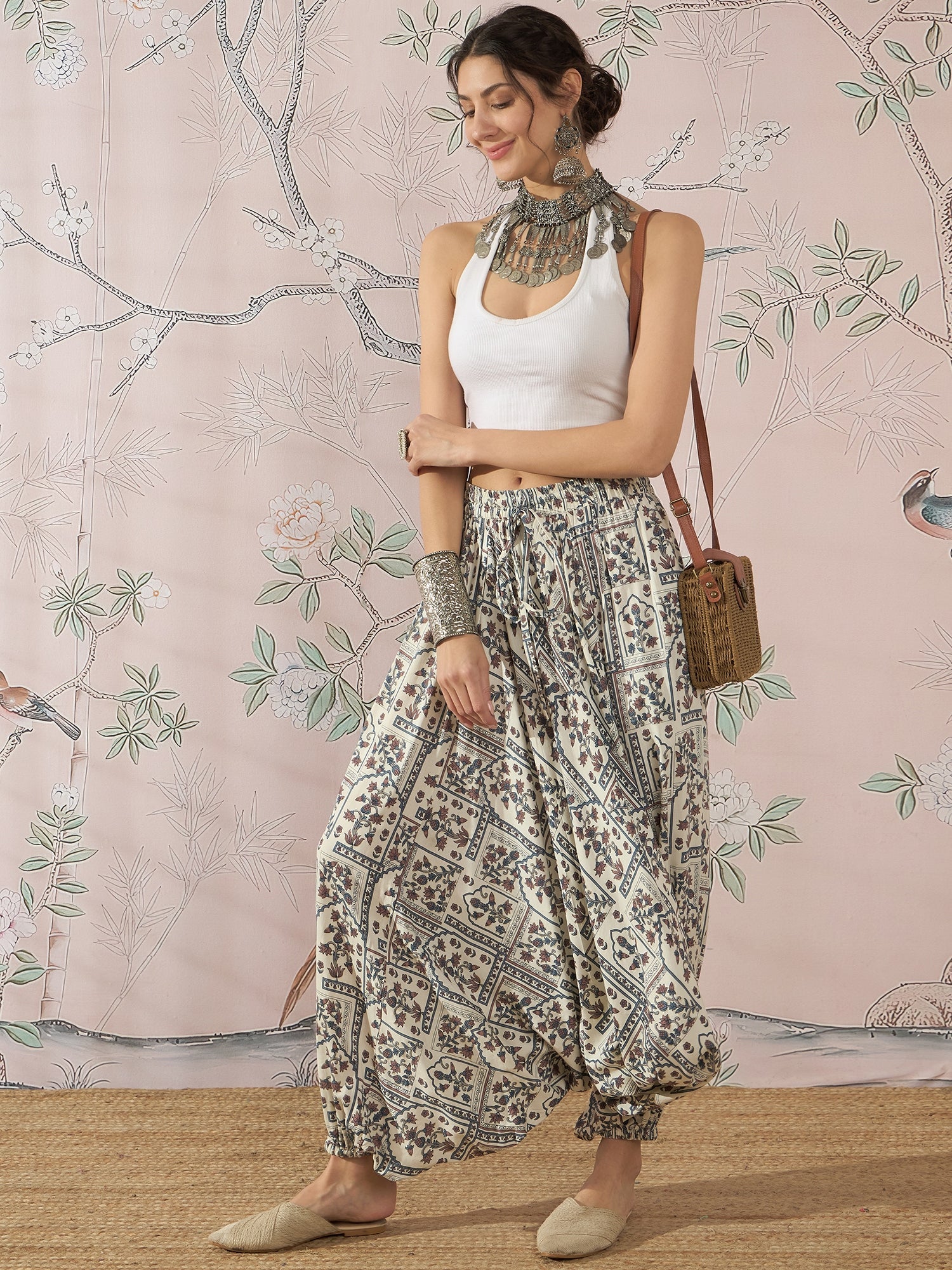 InWeave Cadet Blue Ethnic Window Harem Pant - Distacart