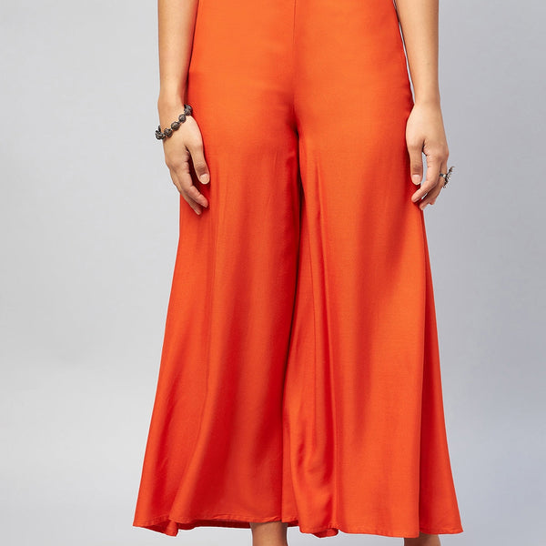 InWeave Solid Orange Palazzo - Distacart