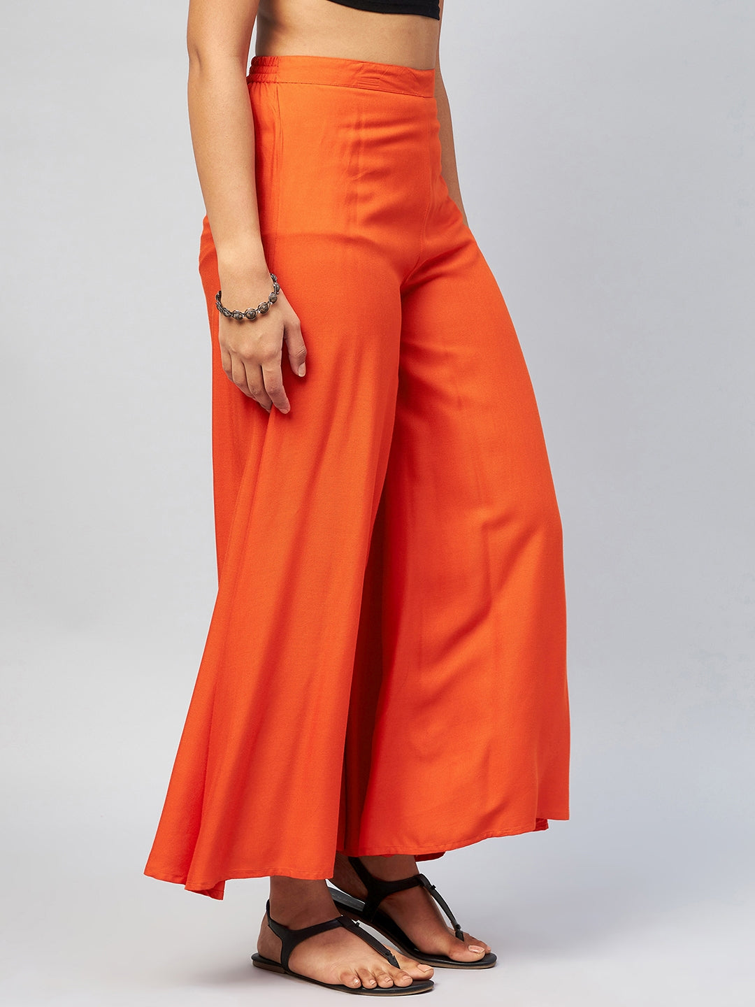 InWeave Solid Orange Palazzo - Distacart